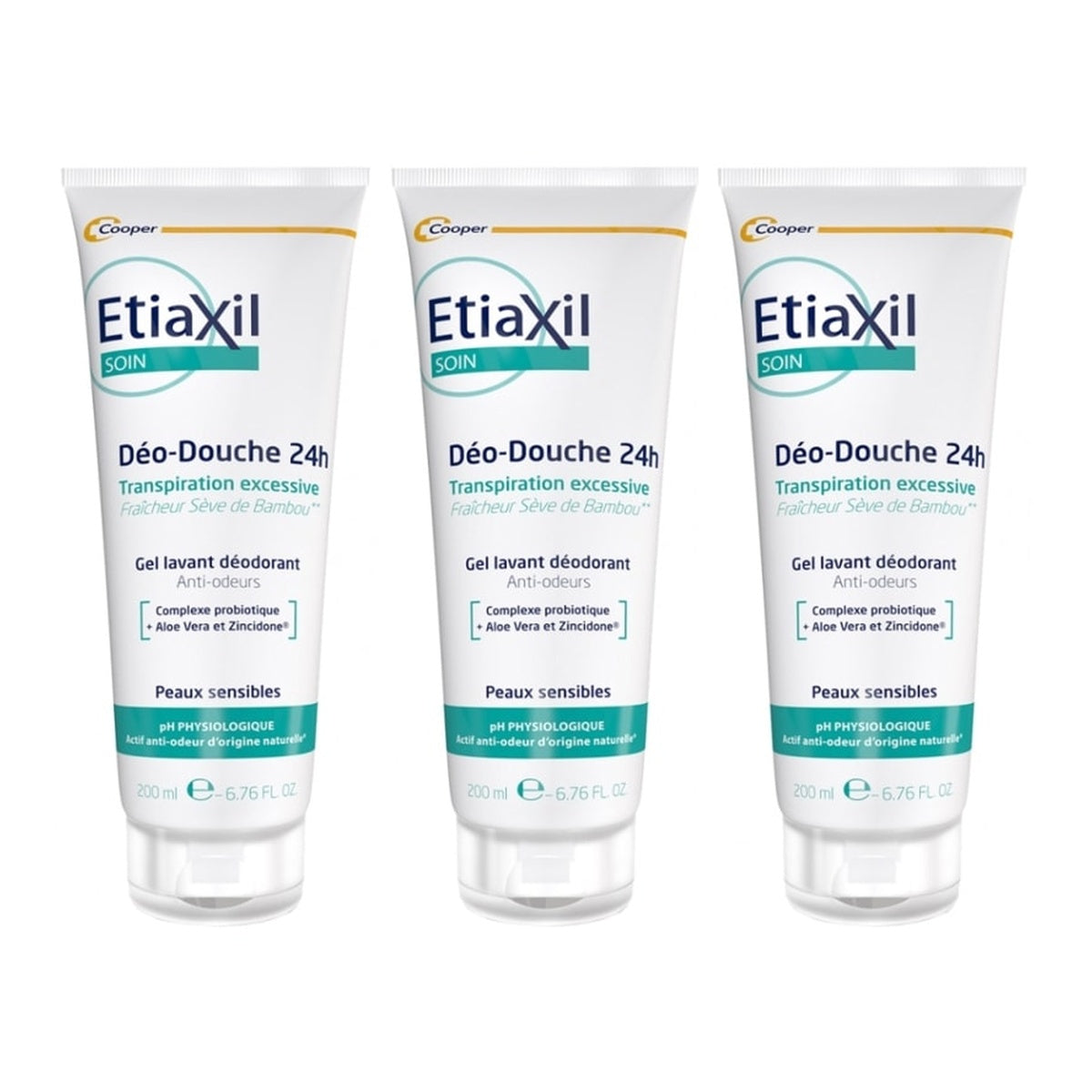 [Etiaxil] Deo Shower Gel 24H 200ml (3-Pack) for Sensitive Skin - Aluminium Chloride Free