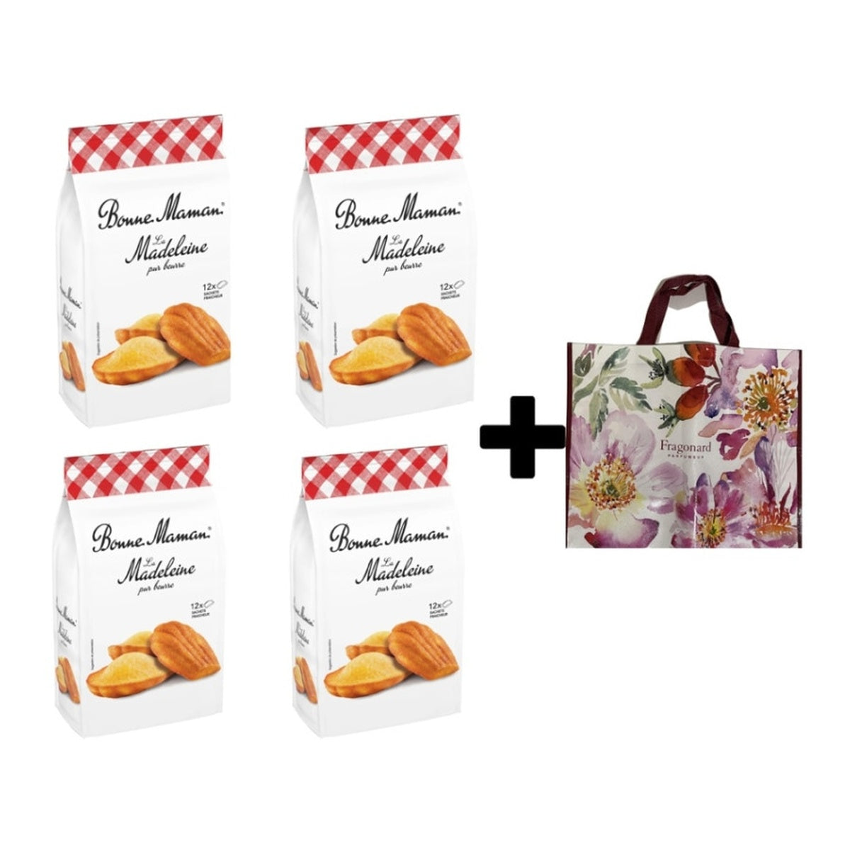 [Bonne Maman] Pure Butter Madeleines 12 pcs + 4 pcs Sachet + Fragonard Shopping Bag