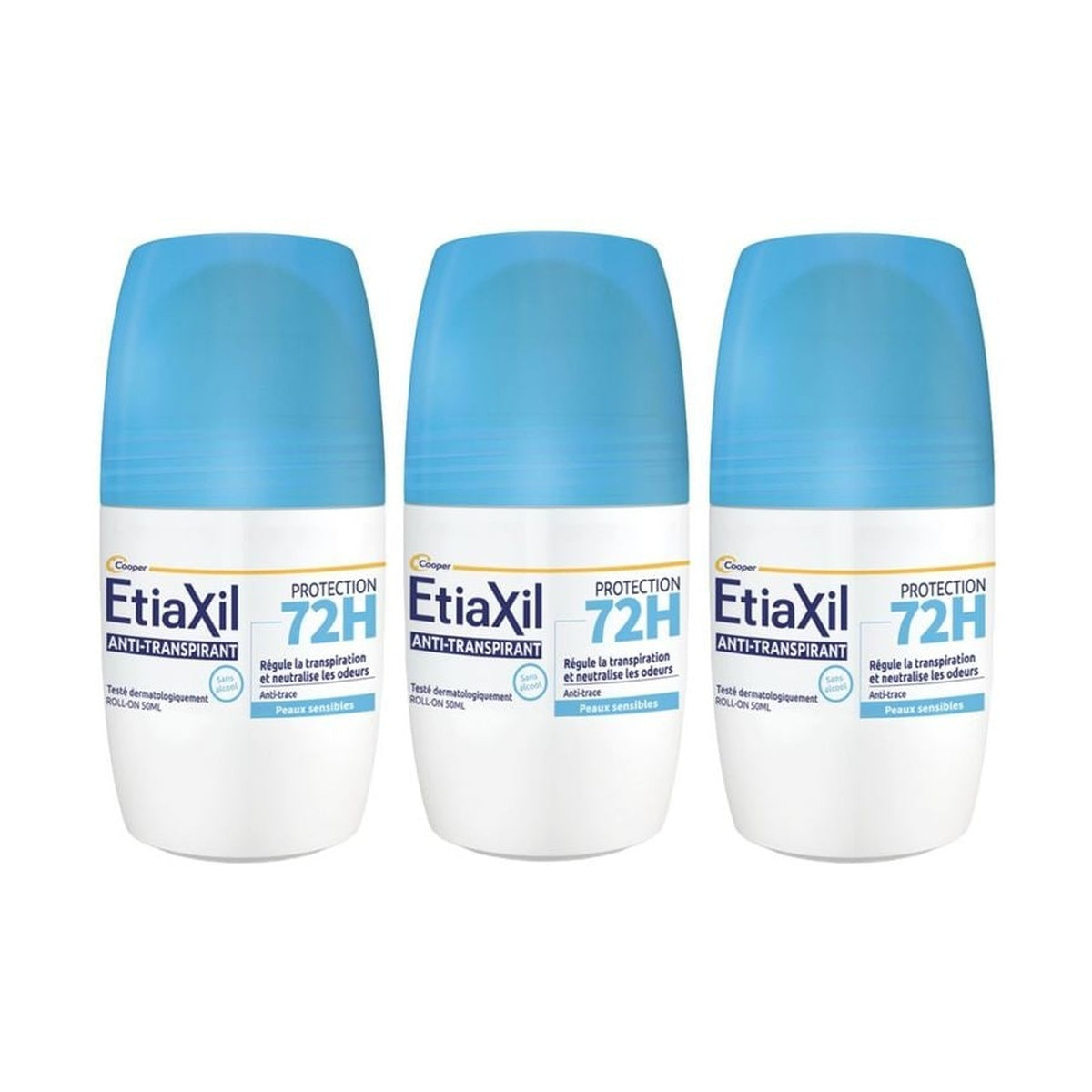 [Etiaxil] 72-Hour Antiperspirant Roll-On for Sensitive Skin 50ml 3-Pack