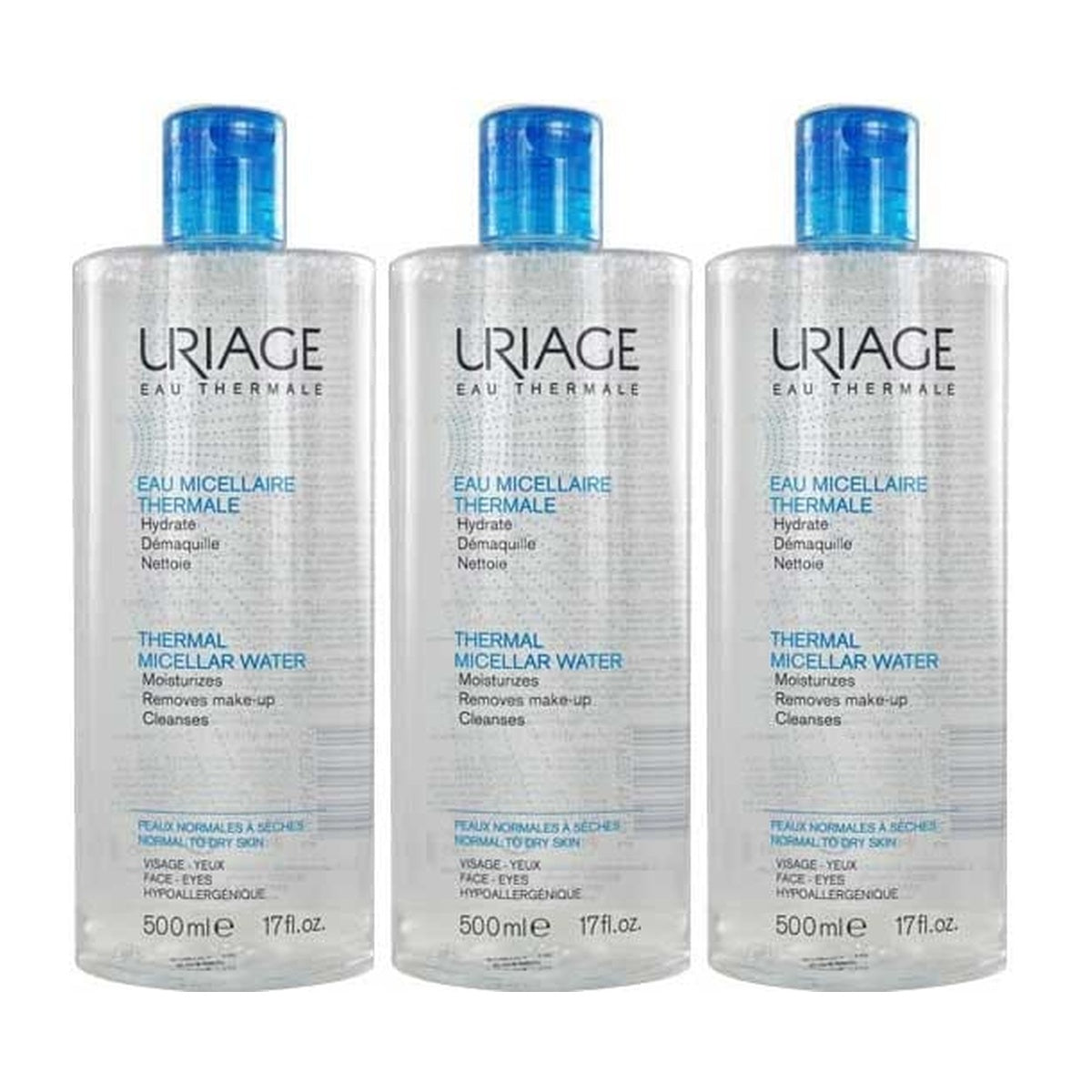 [URIAGE] Thermal Micellar Cleansing Water for Normal to Dry & Sensitive Skin 500ml 3pcs