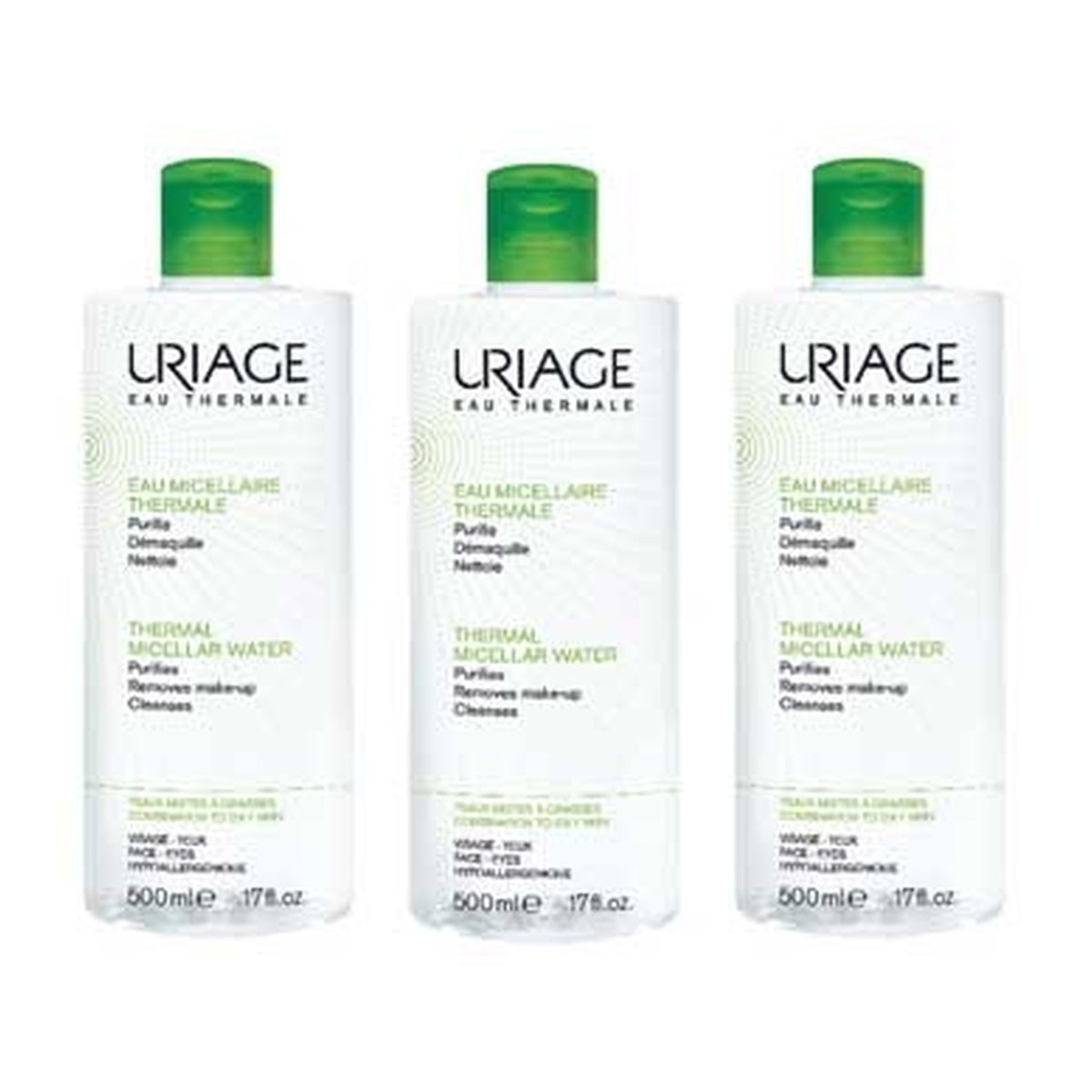 [URIAGE] Thermal Micellar Cleansing Water for Oily & Combination Skin 500ml (3-pack)