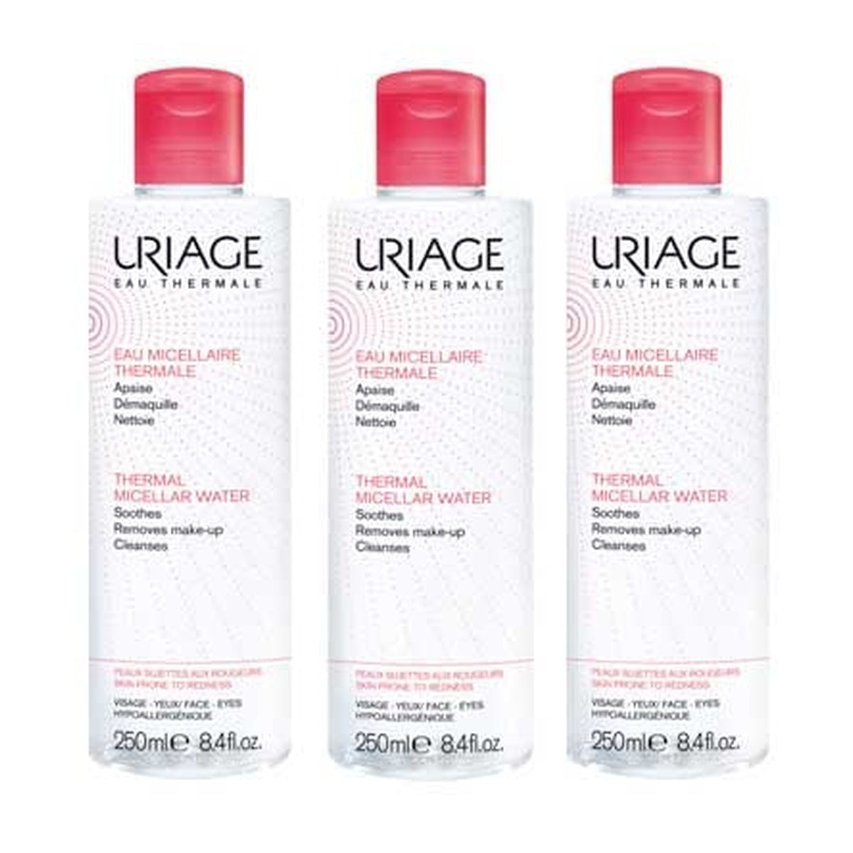 [URIAGE] Thermal Micellar Cleansing Water for Sensitive, Redness-Prone Skin 250ml (3-Pack)