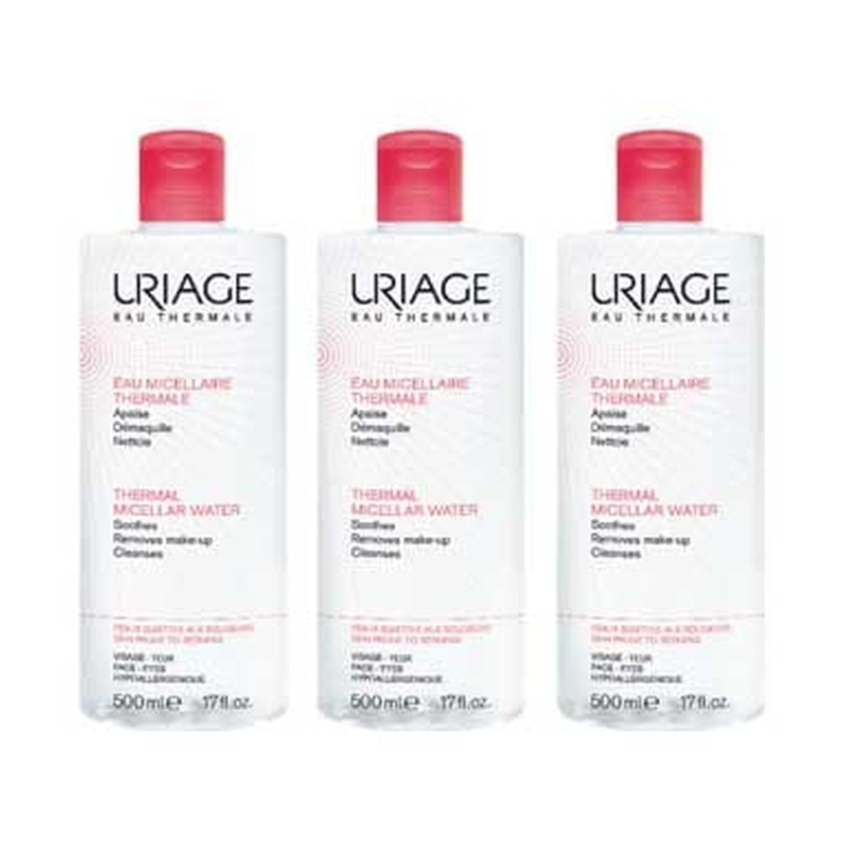 [URIAGE] Thermal Micellar Cleansing Water 500ml x3 (Sensitive Skin, Redness)