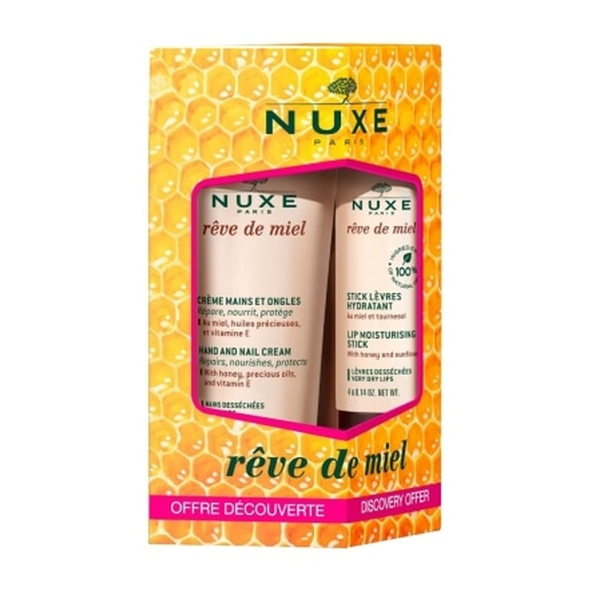 [NUXE] Rêve de Miel Hand & Nail Cream 30ml + Rêve de Miel Lip Moisturizing Stick 4g (2-piece Set)