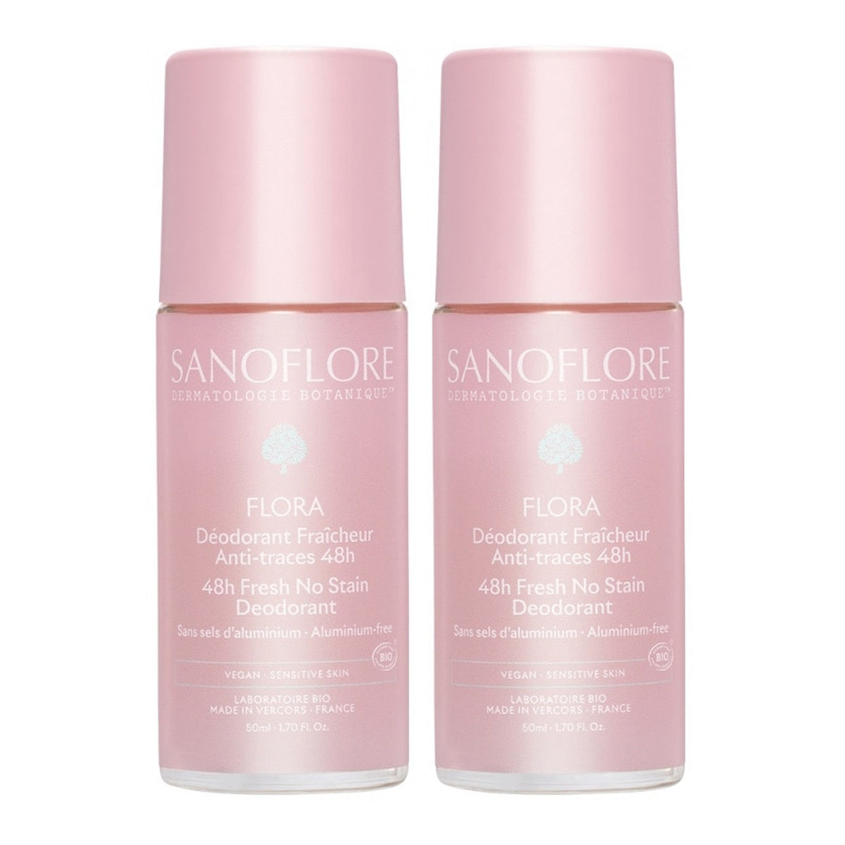 [SANOFLORE] 48H Deodorant 50ml 2-Pack (For Very Sensitive Skin, Cotton Flower Scent)