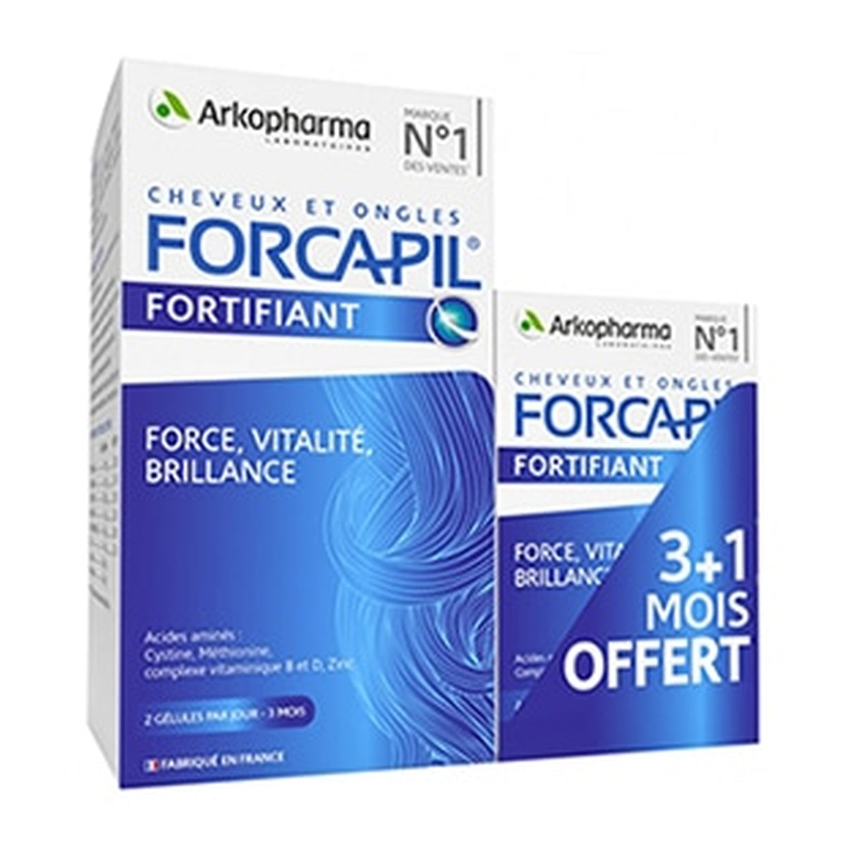 [ARKOPHARMA] Forcapil Hair & Nails 240 Capsules (Stronger Nails, Shiny Hair)