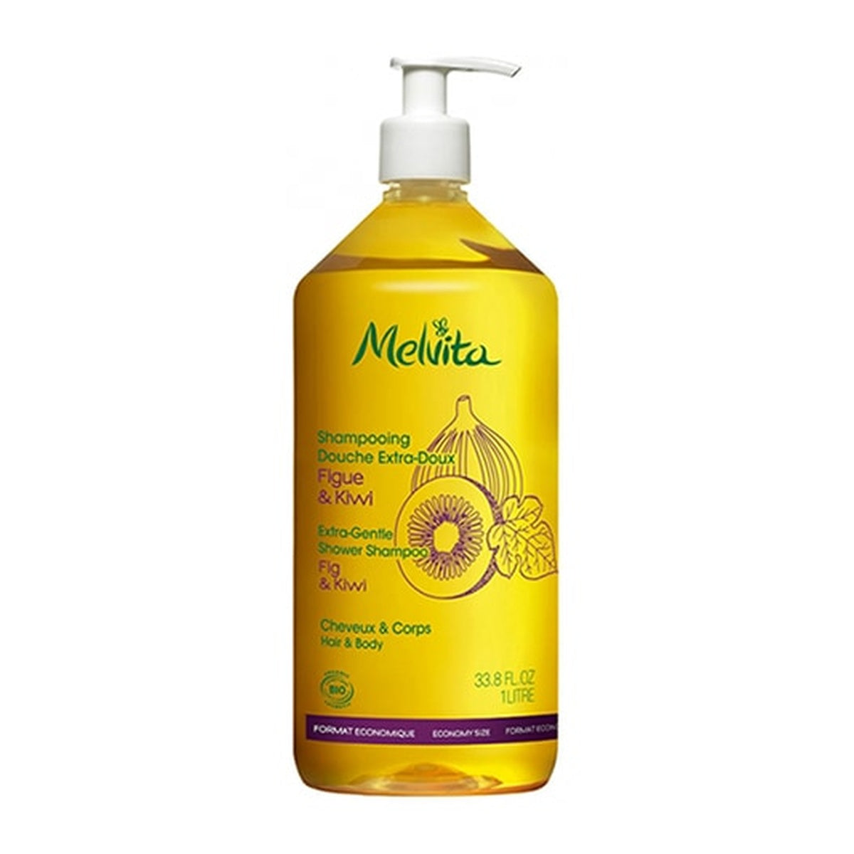 [Melvita] Extra-Soft Shower Shampoo Fig & Kiwi (Soap-Free Gel) 1l