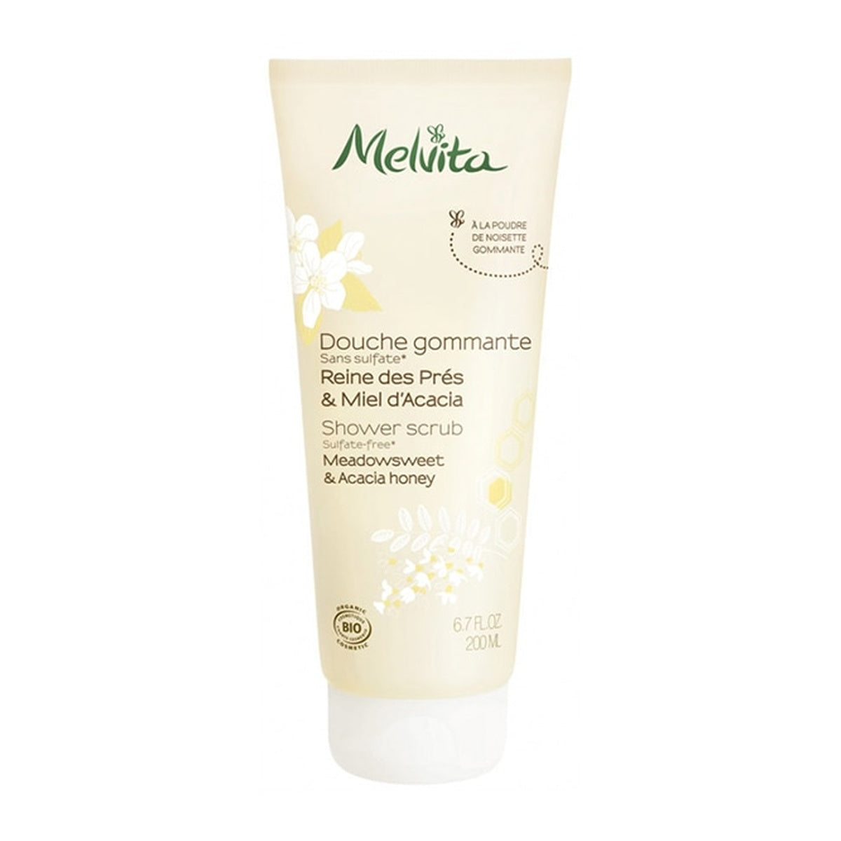[Melvita] Meadowsweet & Acacia Honey Shower Cream 200ml (Fine Light Foam, Gentle Cleansing)