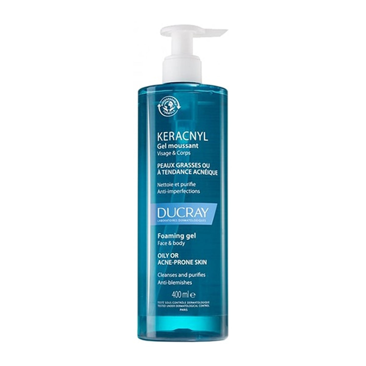 [DUCRAY] Keracnyl Foaming Gel for Face & Body 400ml (Gentle Acne-Care Cleanser)