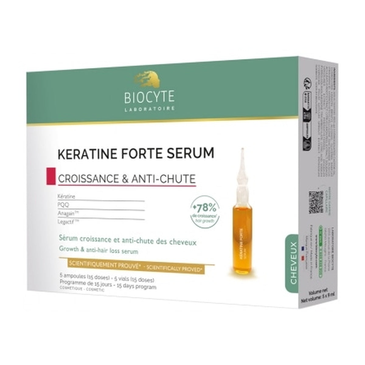 [BIOCYTE] Keratin Forte Serum (Stimulates Circulation, Nourishes & Strengthens Hair) 9mlx5 Ampoules