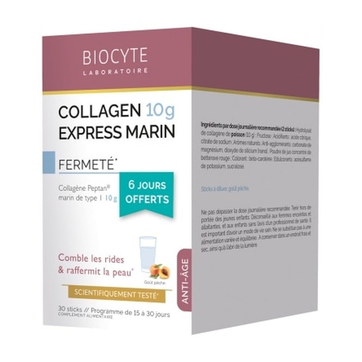 [BIOCYTE] Collagen Express Fermeté 30 Sticks — Peach Flavor (Anti-Aging, Smooth Skin)