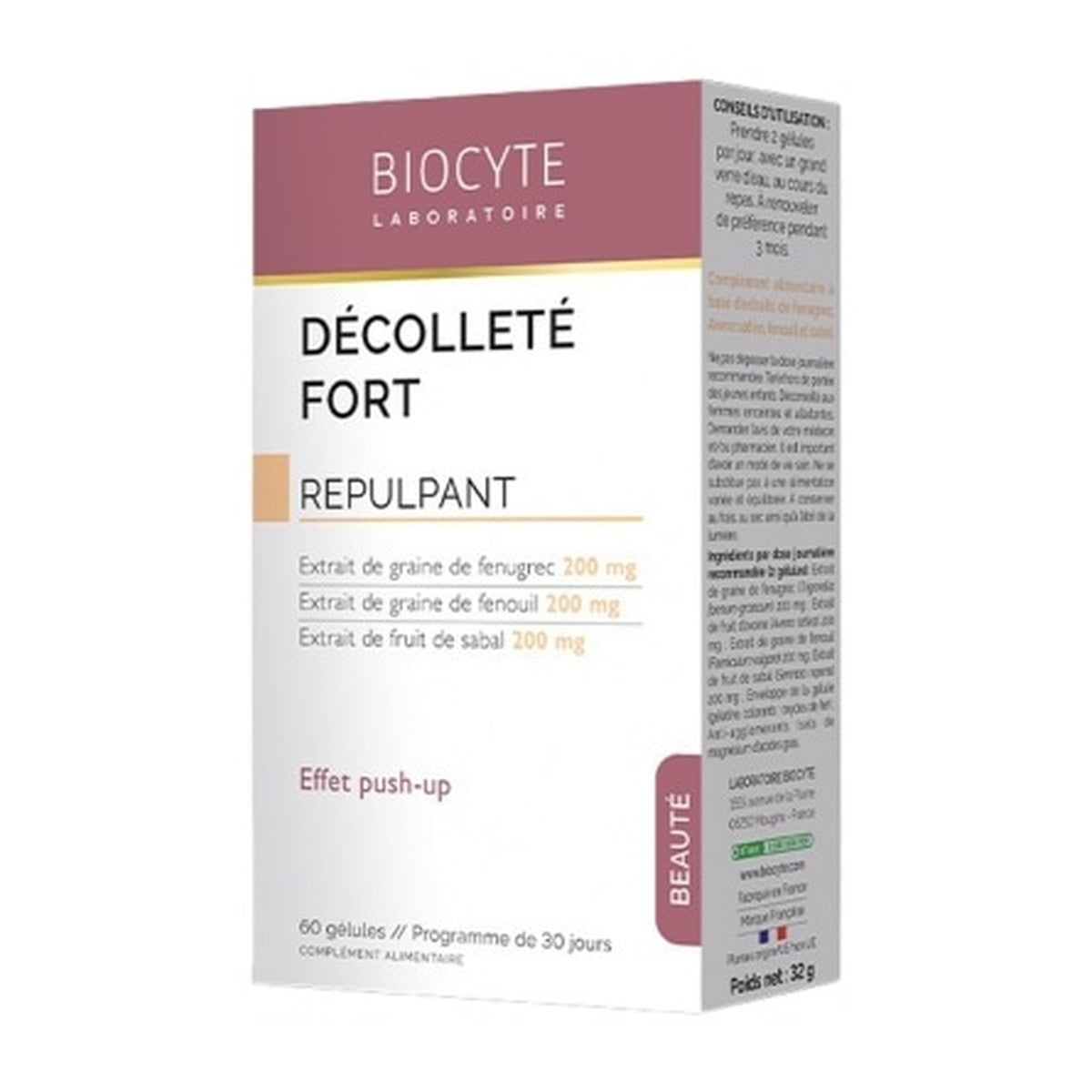 [BIOCYTE] Decollete Fort Beaute 60 Capsules (Plumps Skin, Firms Décolleté)