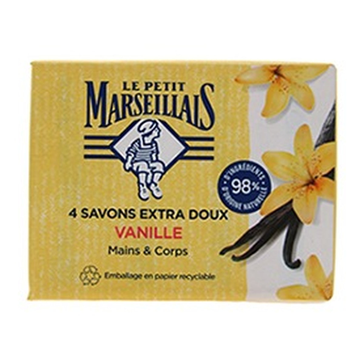 [Le Petit Marseillais] Extra Mild Vanilla Soap, 4 x 100g (For Sensitive Skin, Ages 3+)