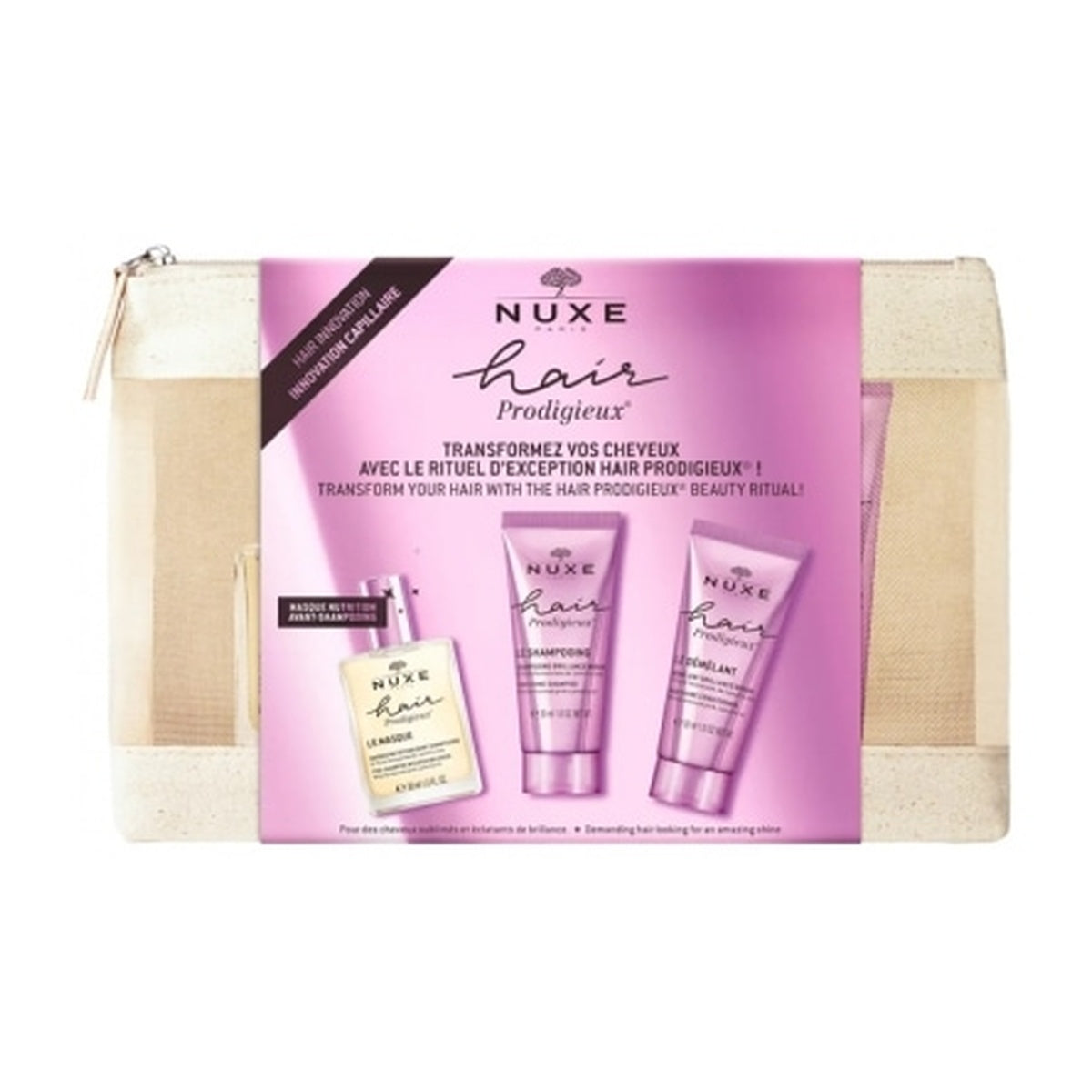 [NUXE] Hair Prodigieux Mirror Shine Coffret (Travel Kit: Shampoo 30ml, Conditioner 30ml, Mask 30ml)