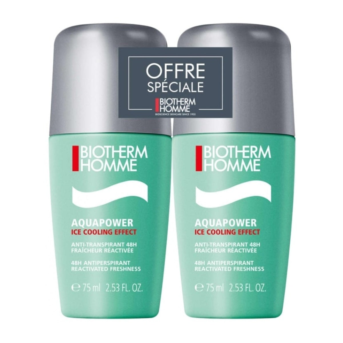 [BIOTHERM] Homme Aquapower Deodorant Ice Cooling Effect 75ml (2-Pack)