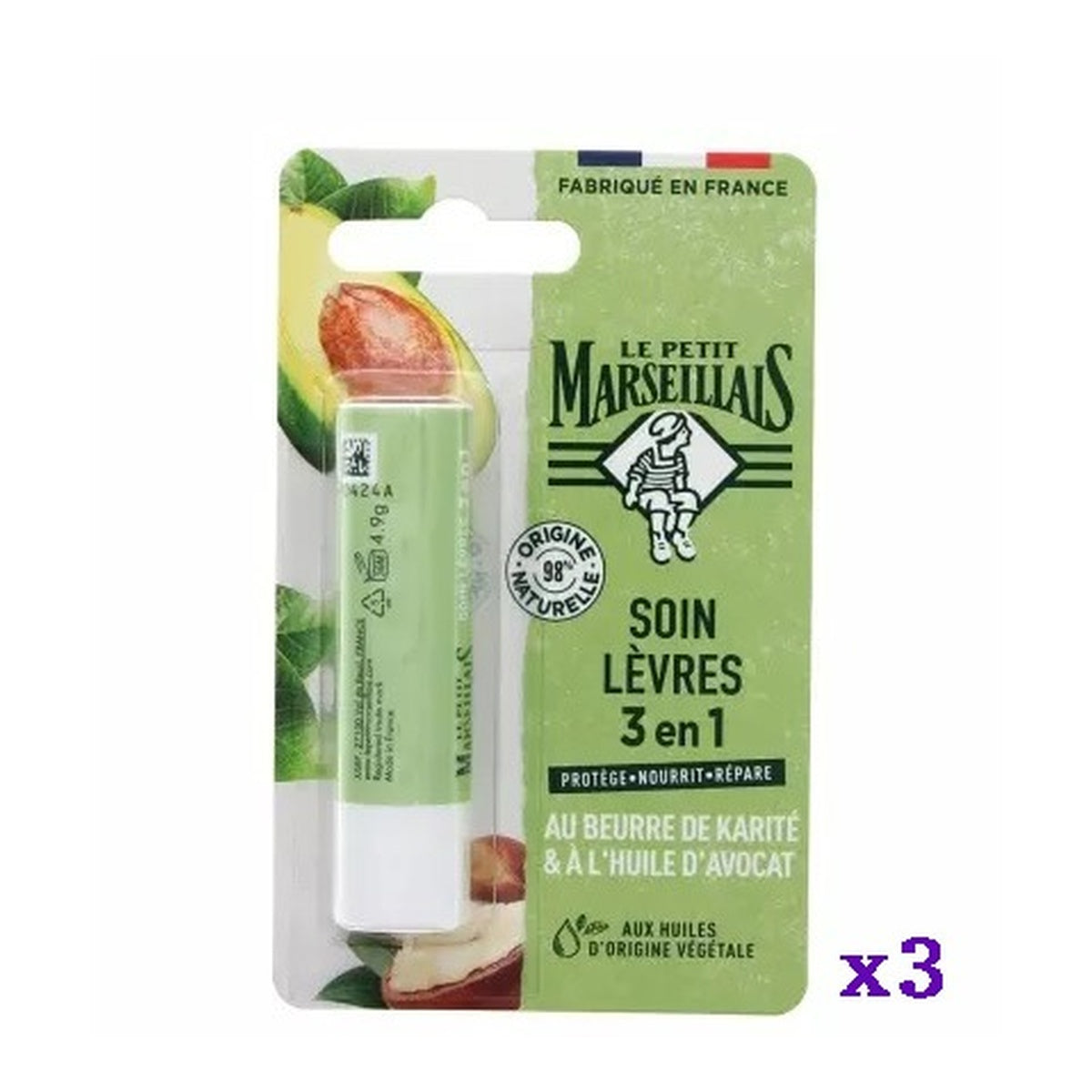 [Le Petit Marseillais] 3-in-1 Lip Balm 4.9g (3-Pack)