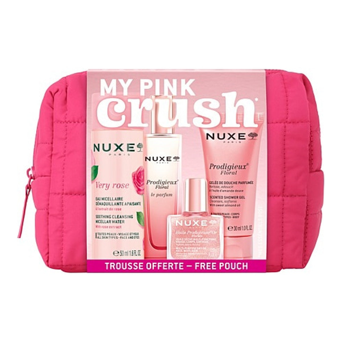 [NUXE] My Pink Crush Coffret (Travel Beauty Set, 4-piece 50ml/30ml/10ml/15ml)