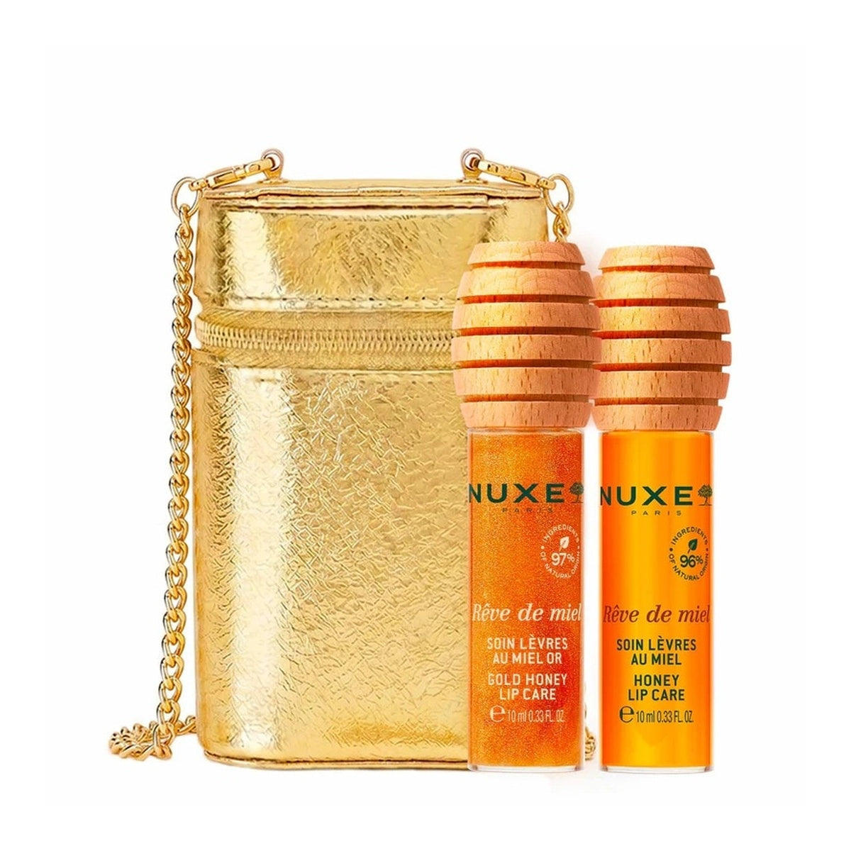[NUXE] Honey Lip Care Duo with Gold Case & Shoulder Chain