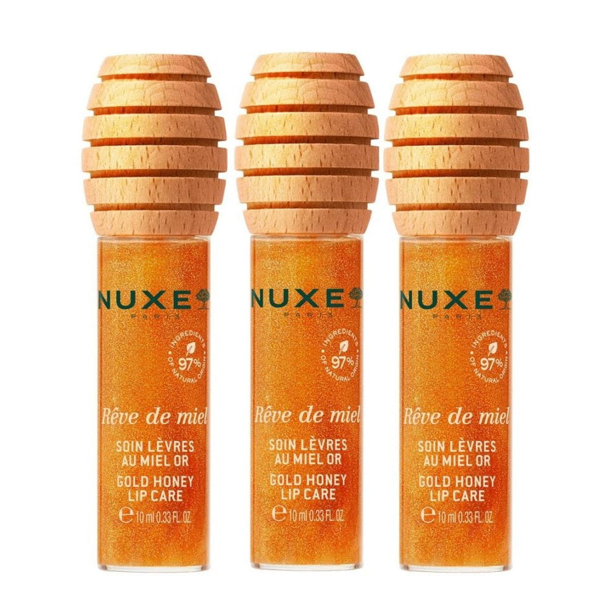 [NUXE] Rêve de Miel Honey Lip Oil with Gold Pearls, 10ml (Set of 3)