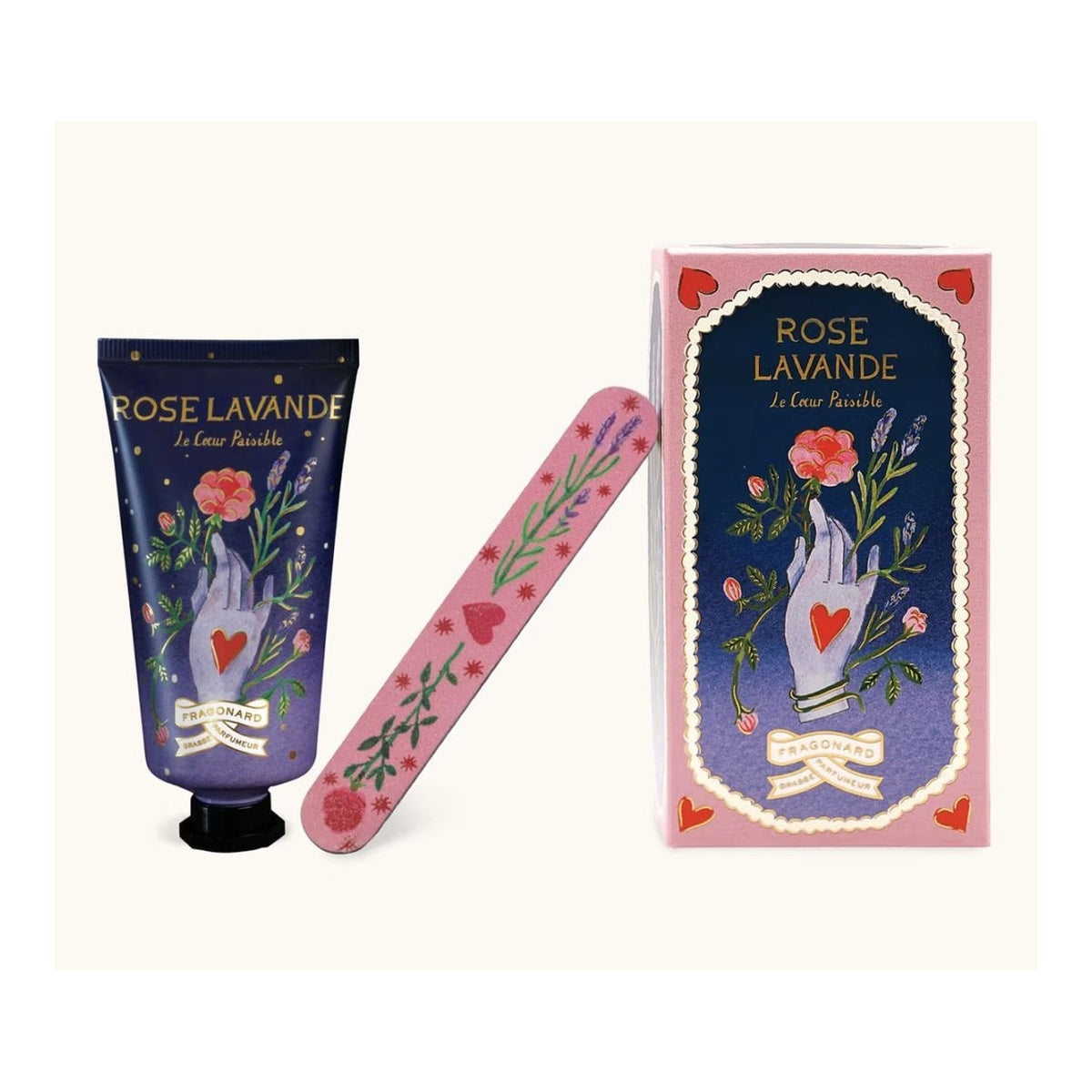 [FRAGONARD] Rose & Lavender Hand Cream & Nail File Gift Set